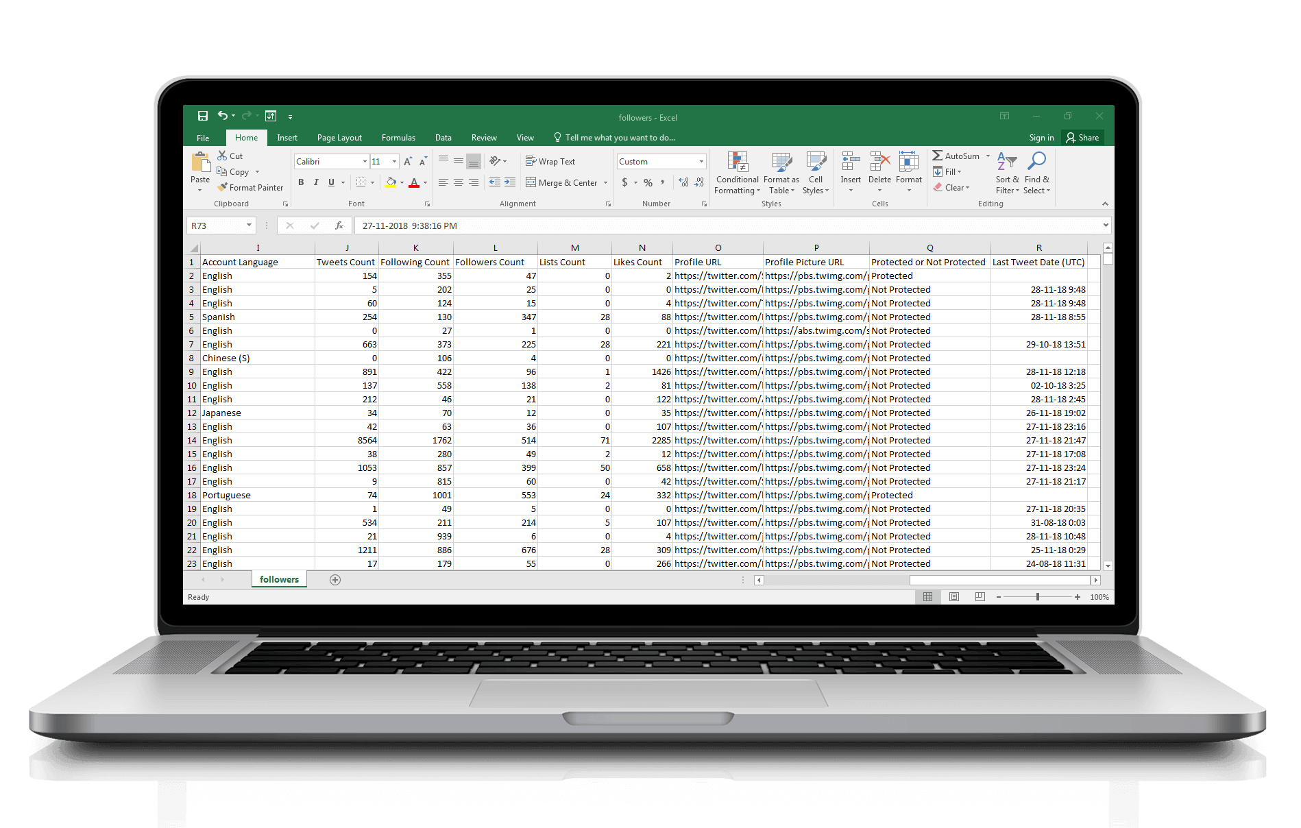 Followers CSV details second